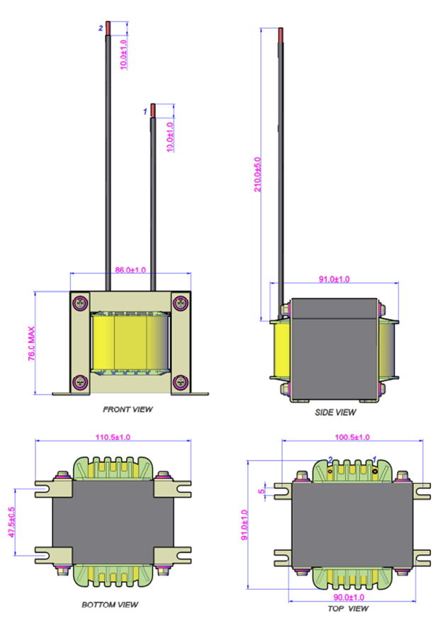 PFC Inductor EI85 50Hz/60Hz para cargador de batería de 10kW 